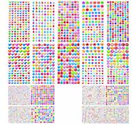 3000+ strass autocollants, 14 feuilles de pierres brillantes autocollantes multicolores, stickers diamant en acrylique de formes et tailles variées pour loisirs créatifs, cartes, cadeaux, déco DIY