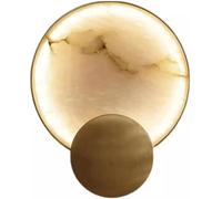 3000K Warm Light Wall Lamps Nordic Round Marble Wall Sconces with Iron Finish Modern Minimalist Gold Wall Light for Bedroom Living Room Hallway Staircase