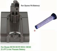 3000mAh 21,6V Li-ion batterie de rechange pour Dyson V6 DC58 DC59 DC61 DC62 DC74 SV09 SV07 SV04 batterie d'aspirateur + filtre