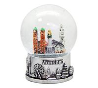30049 Boule a Neige Souvenir Allemagne Múnich Skyline Argent Socle - 80 mm