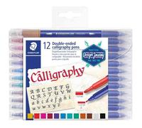 [3005 TB12] STAEDTLER Feutre Calligraphy duo à double pointe, étui de 12