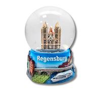 30079 - Mini boule à neige - Ratisbonne Dom St. Peter - Rive du Danube, Arnufplatz - Souvenir de voyage en Allemagne - Largeur : 45 mm - Hauteur : 65 mm - Boule à secouer