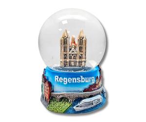 30079 - Mini boule à neige - Ratisbonne Dom St. Peter - Rive du Danube, Arnufplatz - Souvenir de voyage en Allemagne - Largeur : 45 mm - Hauteur : 65 mm - Boule à secouer