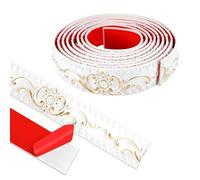 300cm*3.6cm Moulure Murale, Moulure Adhésive, 3d Moulure Plafond pour Bords de Miroir, Meubles, Cadres de Portes, Plafonds, Décoration Intérieure(Blanc avec de L’or)
