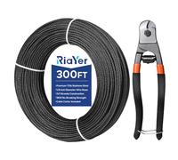 300FT 1/8" Black Wire Rope with Cutter,T316 Premium Stainless Steel Deck Cable Railing Kit, 7x7 Construction for Stair & Outdoor Hanging, Garden Fence - Complete Cable Railing Hardware System