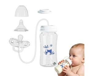 300ml Biberon Mains Libres Anti-coliques, Biberons Étanches Avec Paille À Tétine, Biberons Légers Pour Tétine Mains Libres, Biberon Anti-Colique M-ains Li-bres À Débit Réglable