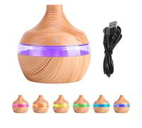 300ML Bois Humidificateur Brouillard D'air Frais Huile Arôme Diffuseur LED Veilleuse Colorée avec Câble USB pour Bureau à Domicile Voiture Spa Yoga Chambre D'enfant
