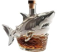 300ML Carafe A Decanter Vin - Decanter Whisky Figurine, Statue De Requin 3D En Forme De Bouteille De Vin, Figurine D'art Amusante En Verre Avec Carafe À Whisky, Sculpture De Bouteille Whisky(D)