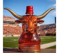 300ML Carafe A Decanter Whisky Statue Sculpture - Bouteille De Whisky En Forme De Taureau À Longues Cornes 3D, Carafe À Whisky En Verre Fantaisie En Forme De Tête De Taureau, Bouteilles De Vin(C)