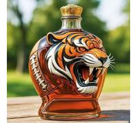 300ML Carafe A Decanter Whisky Statue Sculpture - Bouteille De Whisky En Forme De Tigre, Carafe À Whisky En Verre Fantaisie 3D, Distributeur D'alcool Sculpté À La Main(Transparent)