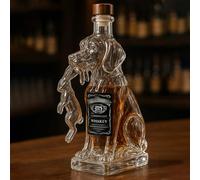 300ML Carafe A Decanter Whisky Statue Sculpture - Carafe À Whisky En Verre 3D Originale En Forme De Chien Portant Un Lapin, Bouteille De Whisky Ou De Vin En Forme De Chien, Carafe À Vin Vide(B)