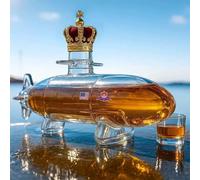 300ML Carafe A Decanter Whisky Statue Sculpture - Figurine 3D En Forme De Carafe À Whisky En Forme De Sous-marin, Sculptures De Bouteilles De Vin En Verre Faites À La Main, Bar Amusants(B)