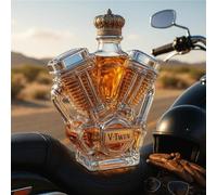 300ML Carafe A Decanter Whisky Statue Sculpture - Sculpture De Bouteille De Vin V-Twin Gravée En 3D, Statue Bouteille Vin Verre Conception Moteur Moto, Carafe À Whisky En Verre Fantaisie(E)