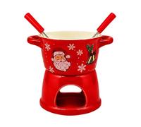 300ml Christmas Ceramic Chocolate Fondue Mug Set - Personal Melting Cup wit | 300ml Capacity High-Quality Red Ceramic (650g), 4.33x4.33x5.03 Inch Size With Dipping Fork, Festive Santa Claus & Snow House