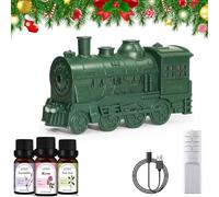 300ml Vintage Essential Oil Diffuser Train with Remote Control,Steam Train Essential Oil Humidifier,Christmas Train Diffusers Aromatherapy Humidifier (Green)