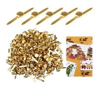 300PCS Attaches Parisiennes Métalliques Dorées, 8x18mm Parisienne Mini Brads, Attaché Parisienne Pour Scrapbooking Loisirs Créatifs Papeterie Fixation Fixation Papier Photo et Décoration Artisanale