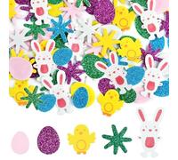 300PCS Autocollants de Pâques, Gommettes Pâques, Mousses Gommettes Pâques Paillettes, D'oeufs Lapins Poussins Fleurs Autocollants, Bricolage de Pâques, Décorations de Pâques, Fournitures de Fête