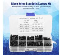 300pcs Black M3 Male Female Standoffs Screws Nuts Assortment Kit with Box