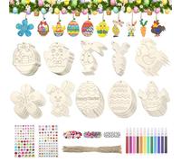 300pcs Bricolage Paques Enfant, Kit Activite Paques avec Lapin Oeufs en Bois Gommettes et Crayons de Couleur, Idee Décorations Pâques de paques à peindre, Décorations de Pâques Cadeau pour Enfants