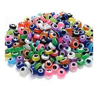 300pcs Evil Eye Beads, Resin Evil Eye Charms Round Evil Eye Spacer Beads with Hole DIY Jewelry Bracelet Boucle d'oreille Collier Making, 6x8mm