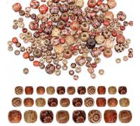 300Pcs Perles en Bois, BetterJonny Perles Ovales de Mixte Colore Perles Rondes en Bois Naturel de 10mm/12mm/17mm à Grand Trou D'espacement pour la Fabrication de Bijoux Tresses de Cheveux