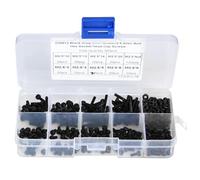 300Pièces en boîte 2.5 * 3-20mm Alliage Noir Tête de Coupe Vis à Tête Hexagonale avec Combinaison D'écrou