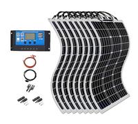 300W 12V Panneau Solaire Souple Panneau Photovoltaique Kit De Panneaux Solaires Monocristallins Plug and Play 40A Contrôleur Solaire pour Maisons RV Bateau Voiture Caravane 8 * 300W