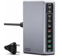 300W Chargeur Multiple USB C Rapide, Station De Charge 10 Ports GaN USBC, Chargeur Laptop 100W Et 45W pour MacBook Pro/Air, Lenovo,HP, Hub de Charge Bureau Multiprise USB pour iPhone, Samsung, Pixel