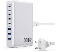 300W Chargeur USB C avec 8 Ports GaN Ⅳ Tech, 100W Chargeur Rapide PD QC PPS Prise USB C Multiple Station de Charge, Blanc