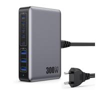 300W Chargeur USB C avec 8 Ports GaN Ⅳ Tech, 100W Chargeur Rapide PD QC PPS Prise USB C Multiple Station de Charge Compatible avec MacBook Pro/Air Laptop, iPhone, iPad Pro, Galaxy, SteamDeck-Noir