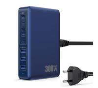 300W Chargeur USB C avec 8 Ports GaN Ⅳ Tech, 100W Chargeur Rapide PD QC PPS Prise USB C Multiple Station de Charge Compatible avec MacBook Pro/Air Laptop, iPhone, iPad Pro,Galaxy,SteamDeck-Bleu foncé