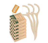 300x fil dentaire avec manche naturel fils dentaires cure dent sans plastique soie dentaire Natural Dental Floss Picks Écologique Bâtonnets de fil dentaire en maïs et paille vegan(6x50)