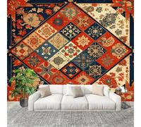 300x210 cm Seamless Join Easy Install Papier Peint Photo Thème de style ethnique traditionnel Durable Waterproof Removable Mural 200x140 Cm Orange Papier Peint Anti-Stain Fresque Murale Grande
