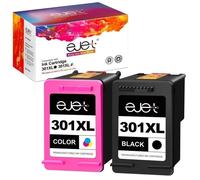 301 XL Cartouches d\encre Remanufacturées EJET 2 Pack Compatibles pour HP 301 pour Deskjet 1000 1010 1050 1050A 1510 1510 1512 151