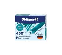 [301705-10] Pelikan Lot de 10 Etuis de 6 cartouches d'encre 4001 TP/6 Turquoise
