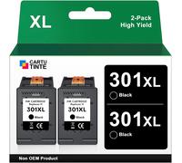 301XL Remanufacturees Cartouche HP 301 Noir pour Cartouche Encre HP 301 XL Cartouches d'encre 301 XL Compatible pour HP Envy 4500 4502 5530 DeskJet 1000 1510 2540 3050 OfficeJet 2620 2622 (2 Pack)