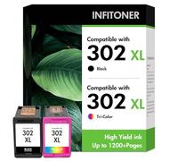 302 302XL XL Cartouche Encre Compatible pour HP 302 Cartouche d'encre pour HP Deskjet 3639 3630 3636 Envy 4525 4520 4510 Officejet 3831 5230 3830 5220 3833 2Pack Multifonctions (Noir, Tri-Colore)