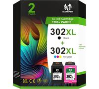 302 Remanufactured Ink Cartridge for HP 302 Ink 302 for DeskJet 2130 3634 3636 OfficeJet 3833 5220 3831 3830 5232 Envy 4525 4527 4520 (Black, Tri-Colour 2-Pack)