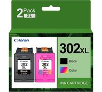 302xL Cartouches d'encre Remanufacturées Compatible pour HP 302 pour Officejet 3830 3831 3833 3835 Envy 4520 4525 Deskjet 2130 3630 3632 (2-Pack)