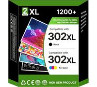 302Xl Cartouches D'Encre Remplacement Cartouche Pour Hp 302¿Compatibles Encre Pour Hp 302 Xl Noir Et Couleur Pour Envy 4520 4525 4527 Officejet 3831 3833 3830 Deskjet 3630 3639 3632 2130 (2 Pack)