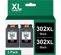 302XL Cartouches d'encre Remplacement pour HP 302 XL pour HP Officejet 3831 3830 3833 3835 4650 5232 5220 5230 Envy 4520 4521 4524 4527 Deskjet 3630 2130 3630 3634 (2 Noir)