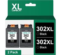 302XL Cartouches d'encre Remplacement pour HP 302 XL pour HP Officejet 3831 3830 3833 3835 4650 5232 5220 5230 Envy 4520 4521 4524 4527 Deskjet 3630 2130 3630 3634 (2 Noir)