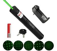 303 pointeur laser présentateur vert puissant+18650 Batterie+Chargeur+clés, point Graver 532nm CHR8530