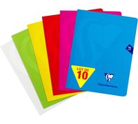 303742cpack Un Lot De 10 Cahiers Agrafés Mimesys - 17x22 Cm - 96 Pages Petits Carreaux - Papier Blanc 90 G - Couvertures Polypro Assorties Aléatoires