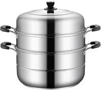304 Acier Inoxydable Steamer Pot 12 pouces épaissi Non Stick Riz Cooker Multi Layer Légumes Panier à Induction Cuisinière à Gaz Coffre-fort Cuisine Ustensile de cuisine Grande Capacité Durable Poignée