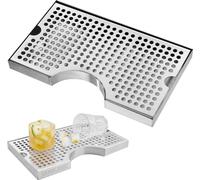304 Egouttoir en acier inoxydable, Egouttoir à bière avec 4 patins en caoutchouc antidérapants & couvercle amovible, 300 x 180 x 25 mm Egouttoir de bar Convient pour les restaurants, les bars, les cui