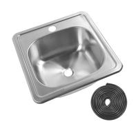 304 Évier à barres RV en acier inoxydable 380x380x150 mm de grande capacité de grande capacité de lle de bain lavage de lle de bain avec une prise de 40 mm pour caravane