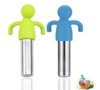 304 Filtre The En Acier Inoxydable Infuseur,CHmiss Infuseurs à Thé En Acier Inoxydable Et Silicone,Lot de 2 Filtre Diffusseur,Infuseur De Thé,Filtre à Thé Créatif Avec Poignée En Silicone