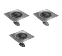 304 Lot de 3 cache-siphon de sol en acier inoxydable avec filtre à cheveux - Kit de rénovation antirouille pour salle de bain et cuisine - Insert anti-odeur pour tuyaux de 50 mm et 75 mm