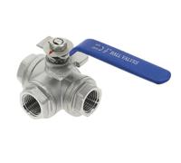 304 Robinet à bille à trois voies en acier inoxydable Type L Type T Type 1/4 "3/8" 1/2 "3/4" 1 "DN8 DN10 DN15 DN20 DN25 BSP Fil intérieur, 1PCS
